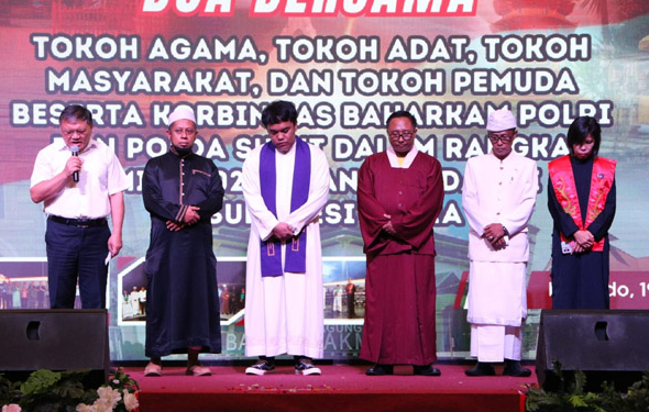 Doa bersama lintas agama di Sulut, Rabu (19/12/2023).(Foto:HumasPolri)