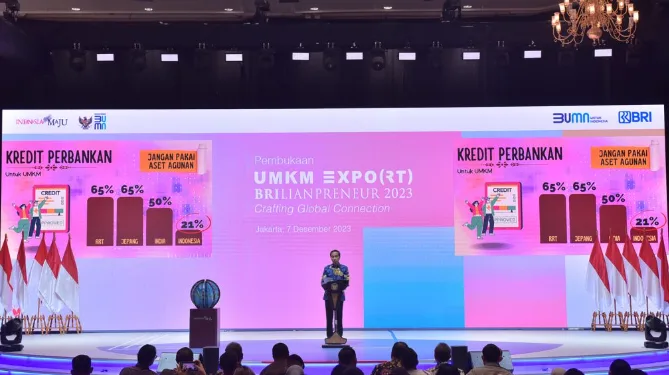 Presiden saat meresmikan UMKM Expo(rt) Brilianpreneur pada Kamis (07/12/2023).(foto:setkabri)