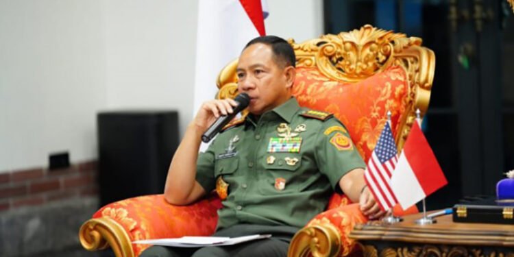 Panglima TNI Jenderal TNI Agus Subiyanto saat melakukan video teleconference dengan Admiral John C. Aquilino, Kamis (04/01/2024).(Foto:Puspen TNI)
