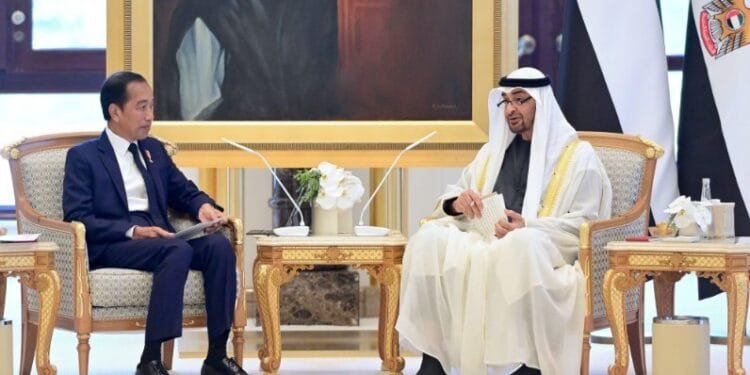Presiden Jokowi dengan Presiden MBZ di Abu Dhabi, Rabu (17/07/2024).(Setkab RI)