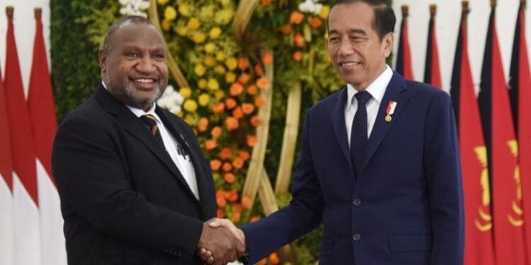 Presiden Jokowi menyambut kunjungan Perdana Menteri Papua Nugini James Marape.(Setkab RI)