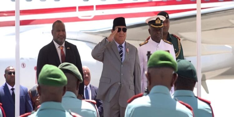 Prabowo Subianto berkunjung ke Papua Nugini.(Kemenhan)