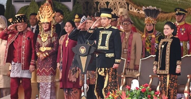 Presiden Jokowi memimpin Upacara Detik-Detik Proklamasi Kemerdekaan Republik Indonesia ke-79 di IKN, Sabtu (17/08/2024).(AntaraNews)