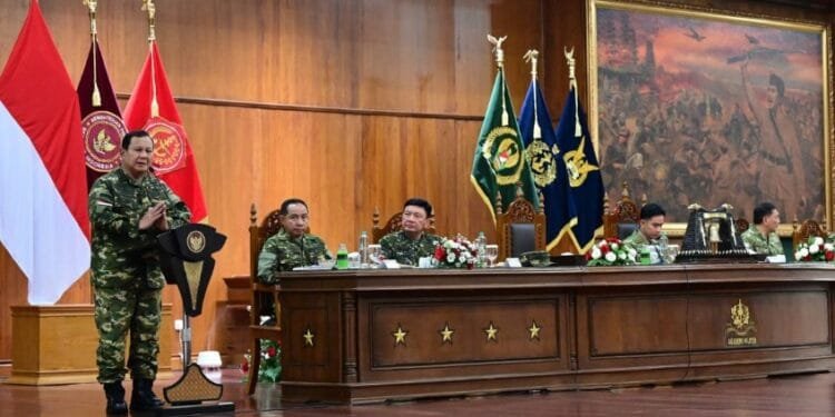 Presiden Prabowo Subianto sambutan usai jamuan santap malam di Lembah Tidar, Jumat (25/10/2024).(Presidenri)