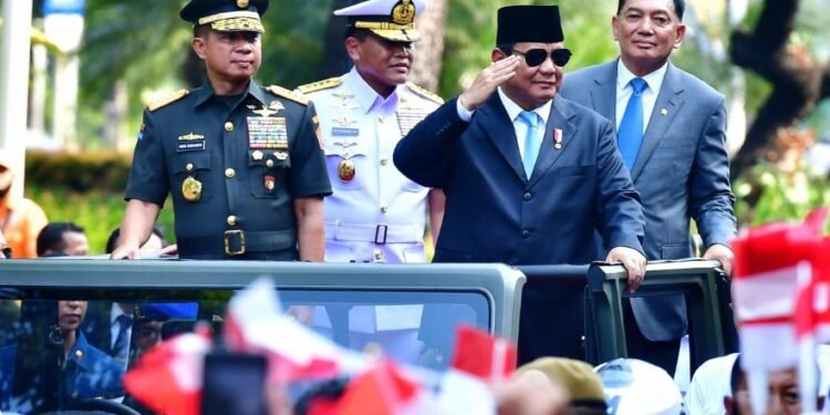 Presiden Prabowo Subianto menghadiri sertijab Menteri Pertahanan Ri, Selsa (22/10/2024).(PresidenRI)