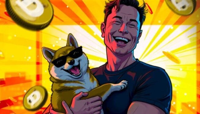 Ilustrasi Elon Musk dan anjing Doge.(Coinedition)