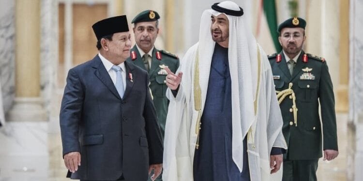 Presiden Prabowo Subianto saat bertemu Persatuan Emirat Arab Mohamed bin Zayed Al Nahyan.(X@prbowo)