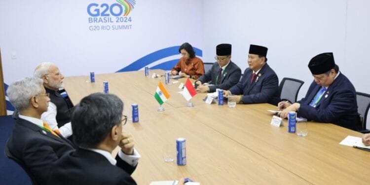 Prabowo Subianto dan PM Modi bertemu di sela-sela KTT G20 Brasil (18/1/2024).(Presidenri)