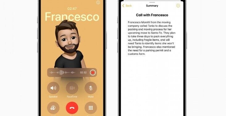 Call summary dari Apple intelijen.(GSM)
