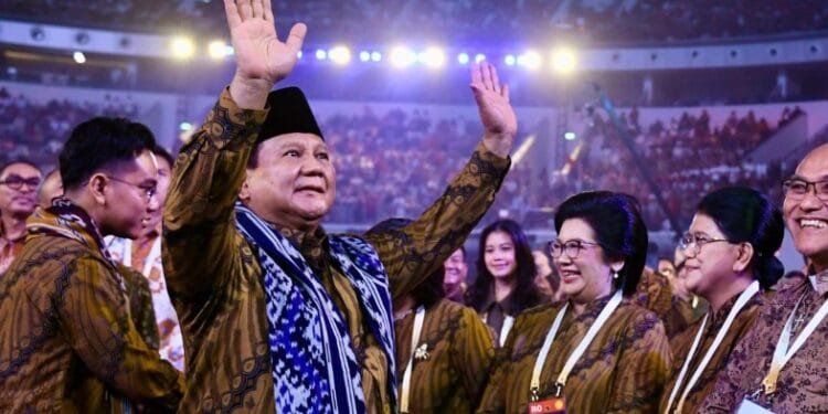Presiden Prabowo Subianto saat menghadiri Perayaan Natal Nasional 2024 di Jakarta, Sabtu (28/12/2024).(Presidenri)