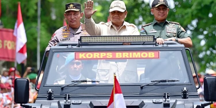 Presiden Prabowo disambut antusias di Apel Kasatwil Polri 2024.(Presidenri)