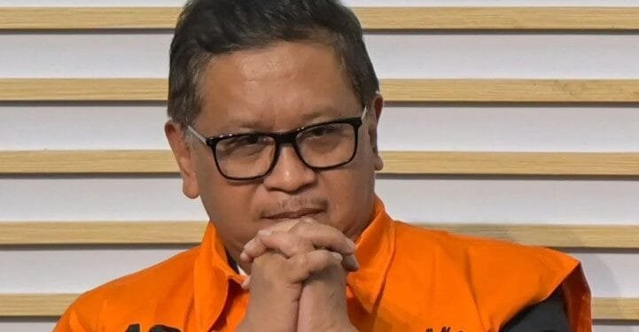 KPK dihadirkan dalam konferensi pers penahanan tersangka di Gedung KPK RI, Kamis (20/02/2025).(AntaraNews)