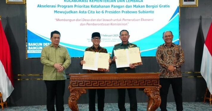 Panglima TNI Teken MoU dengan Kemendes dan Badan Gizi Nasional untuk Percepatan Pembangunan Desa dan Ketahanan Pangan.(Puspen TNI)