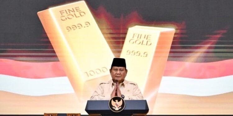 Presiden Prabowo Subianto saat meresmikan Bank Emas dari BSI.(Presidenri)