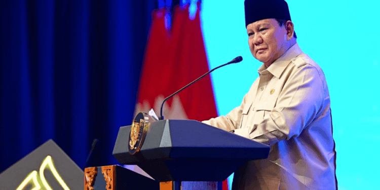 Presiden Prabowo Subianto memberi sambutan pada pembukaan Konvensi dan Pameran Tahunan ke-49 IPA Convex 2025di Nusantara Hall, ICE BSD, Tangerang, Rabu (21/05/2025).(Presidenri)