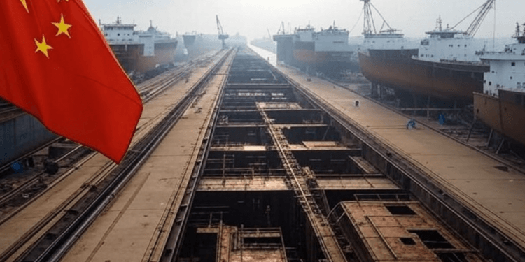 Ilustrasi galangan kapal laut.(grok)