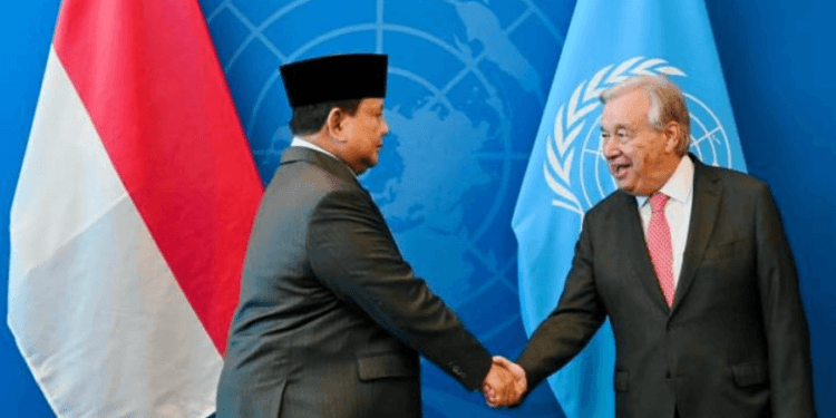 Presiden RI Prabowo Subianto melakukan pertemuan bilateral dengan Sekjen PBB António Guterres, di lantai 27 Gedung Sekretariat PBB, New York, Amerika Serikat, Senin (22/09/2025).(Presidenri)