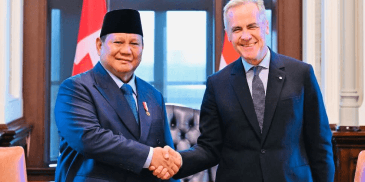Presiden RI Prabowo Subianto mengadakan pertemuan tete-a-tete dengan PM Kanada Mark Carney di West Block, Parliament Hill, Ottawa, Rabu (24/09/2025).(Presidenri)