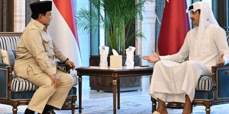 Presiden Republik Indonesia, Prabowo Subianto melakukan pertemuan resmi dengan Emir Qatar, Yang Mulia Syekh Tamim bin Hamad Al-Thani pada Jumat, 12 September 2025.(Presidenri)