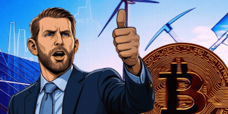 Ilustrasi Eric Trump dengan logo Bitcoin.(CE)