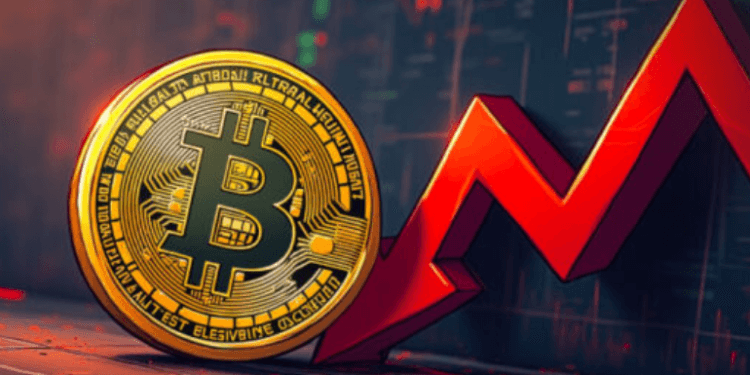 Ilustrasi harga Bitcoin turun.(CE)