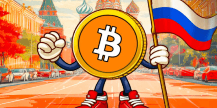 Ilustrasi Bitcoin dan bendera Russia.(ce)