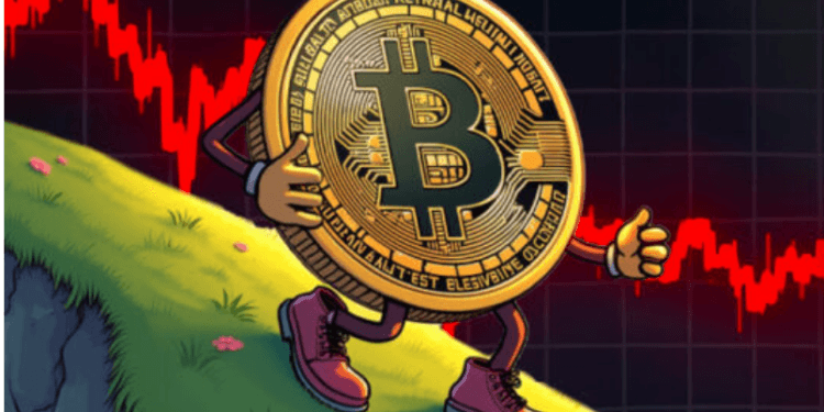 Ilustrasi harga Bitcoin turun.(ce)
