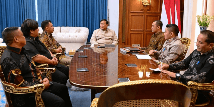 Presiden Prabowo Subianto menerima kunjungan Panglima Jilah di Istana Merdeka, Jakarta, pada Jumat, 28 Agustus 2026.(Presidenri)